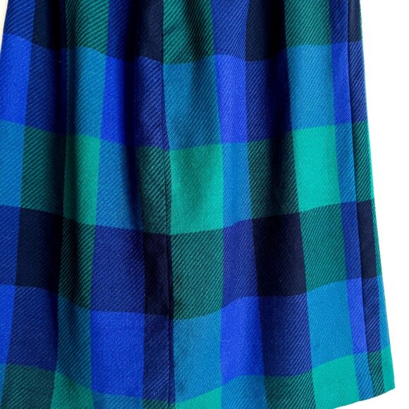 Allure Canada Green Blue Window Pane Plaid Wool Skirt M - Picture 3 of 5